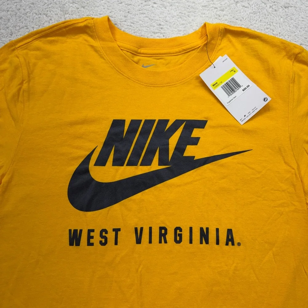 NWT Nike Mens T Shirt West Virginia Graphic Tee Yellow Size Small‎